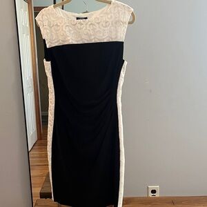 R&M Richards Black and White Midi Dress